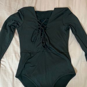 Long sleeve low cut body suit